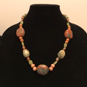 Natural stone fall color necklace